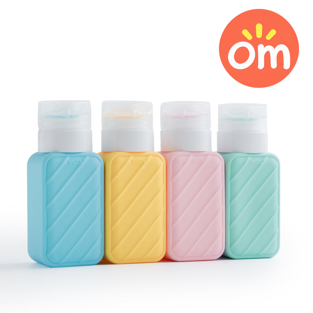 TSA compliant 3.4 oz (100 mL) silicone travel toiletry bottles 