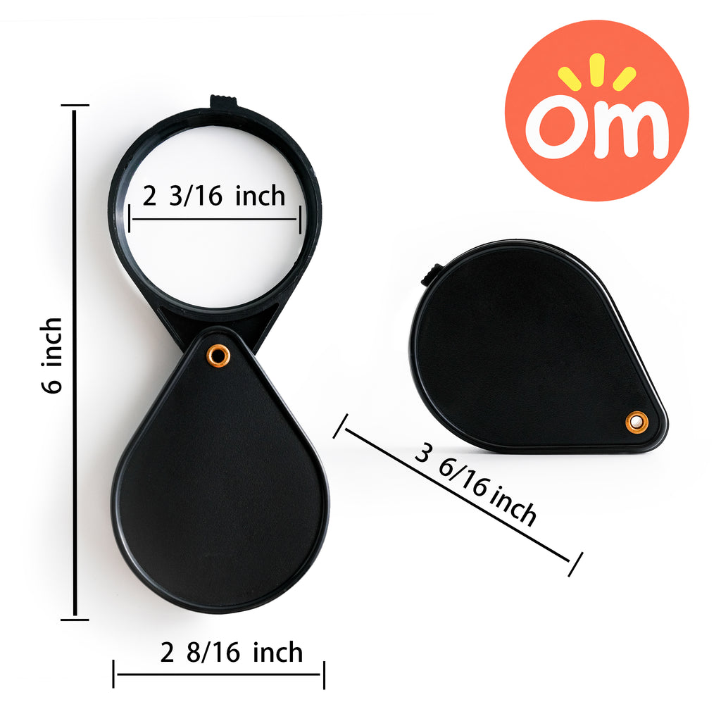 Dimensions and size measurements for the folding pocket magnifying glass